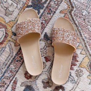 Rose Gold Silver Rhinestone Sandals